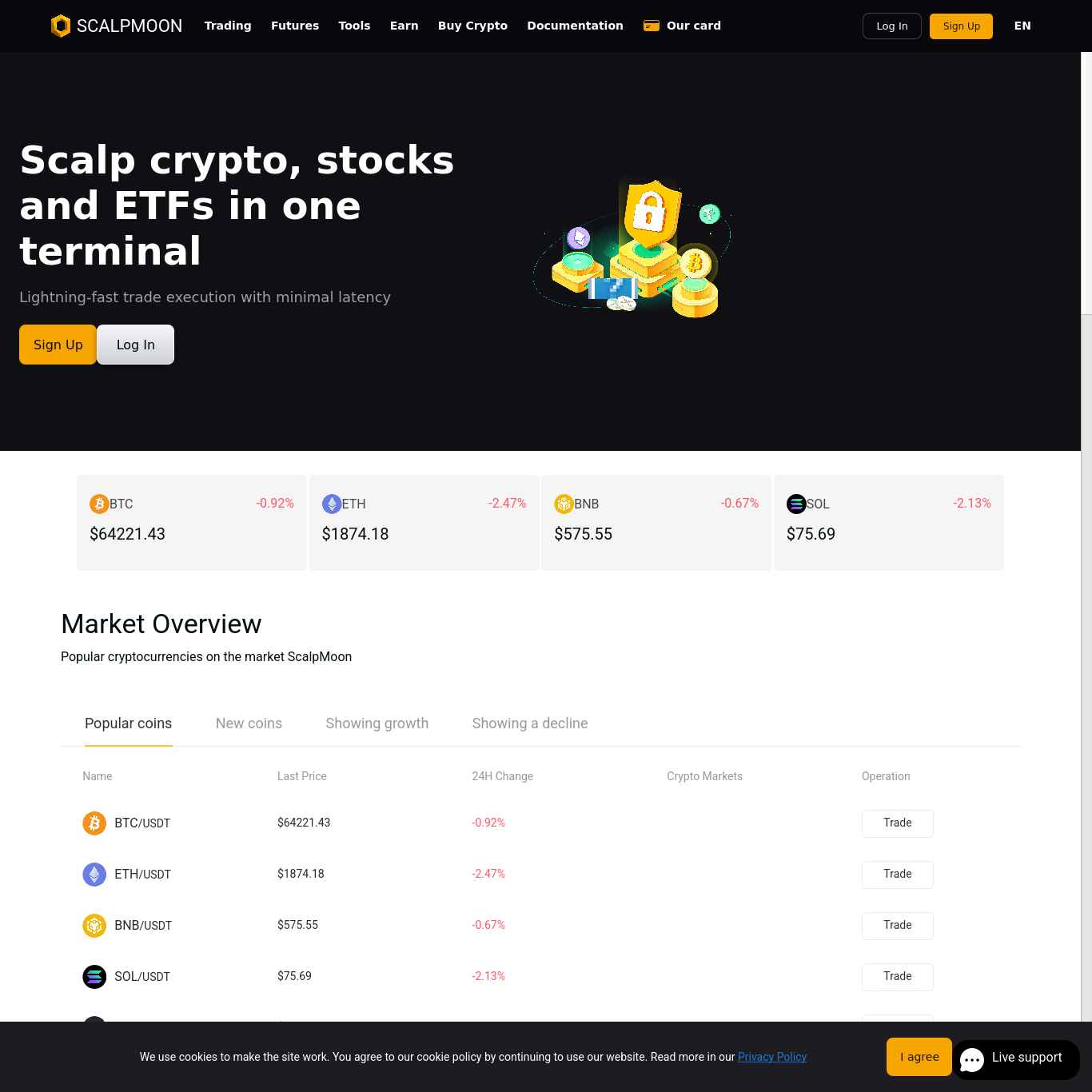 Скриншот сайта scalpmoon.com