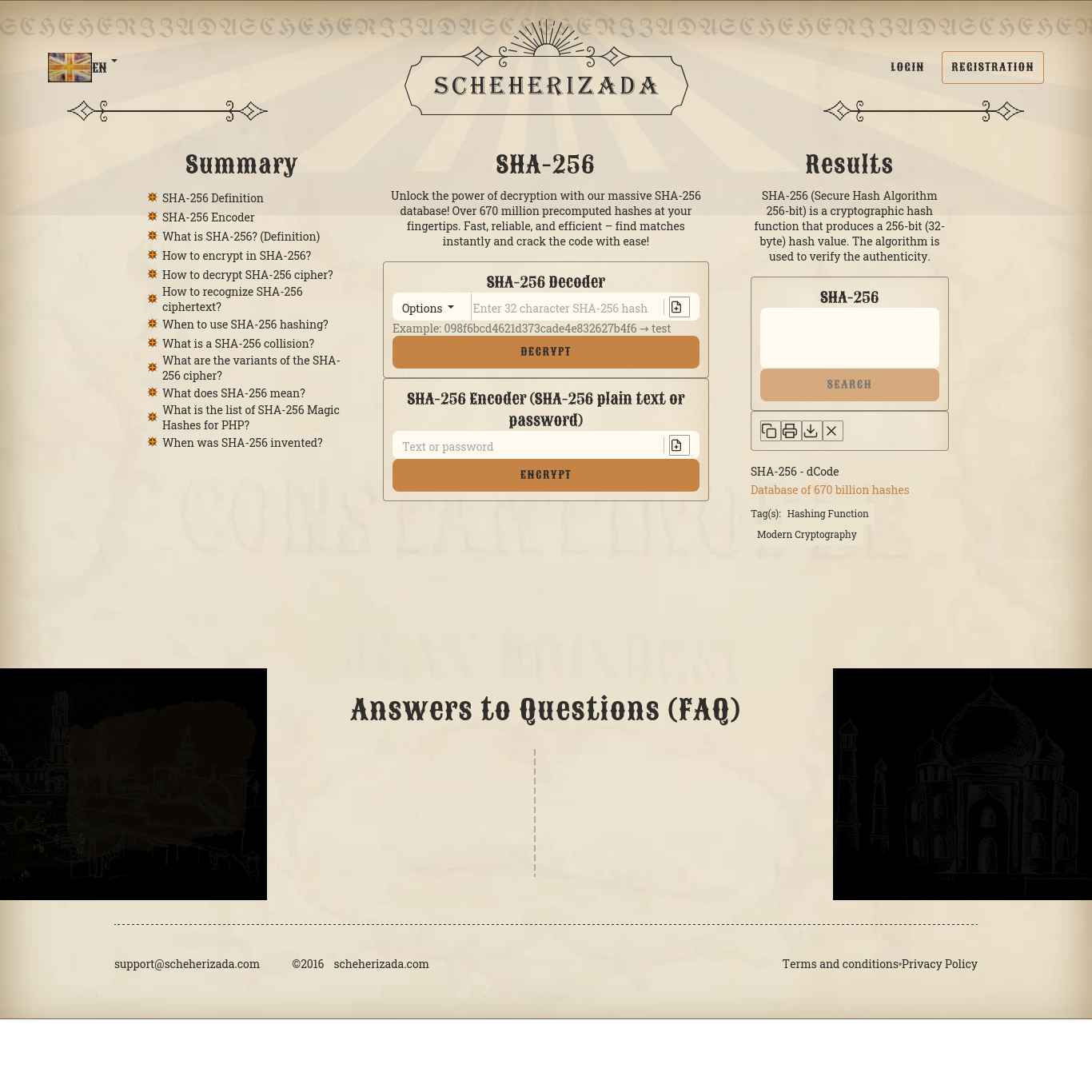 Скриншот сайта scheherizada.com