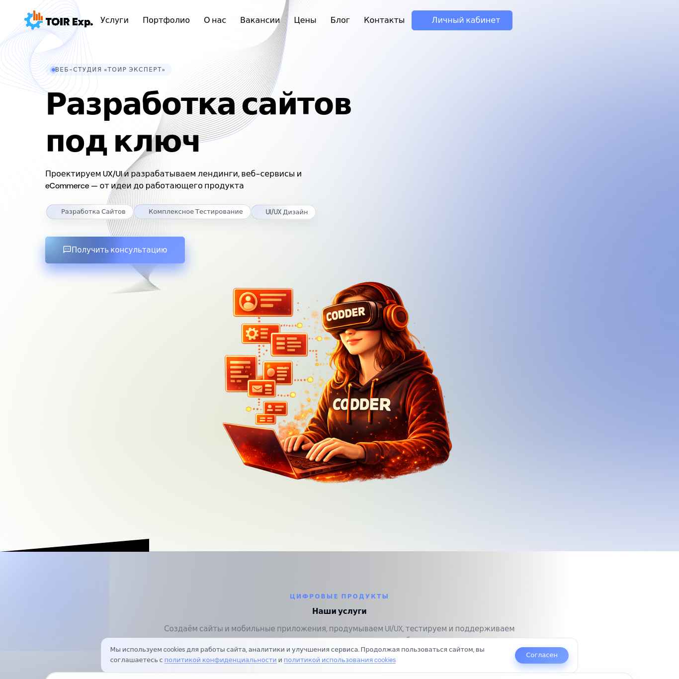 Скриншот сайта toirexp.ru